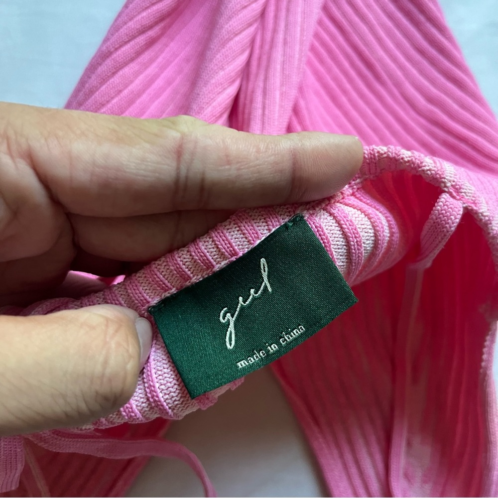 Pink Ribbed Tank Top Geel - Picture 4 of 5